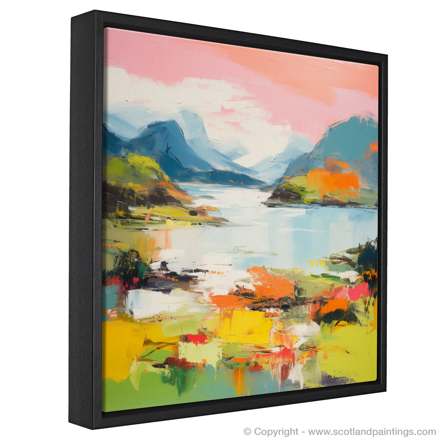 Painting and Art Print of Loch Morar, Highlands in summer entitled "Highland Breeze: A Kaleidoscope of Summer at Loch Morar".