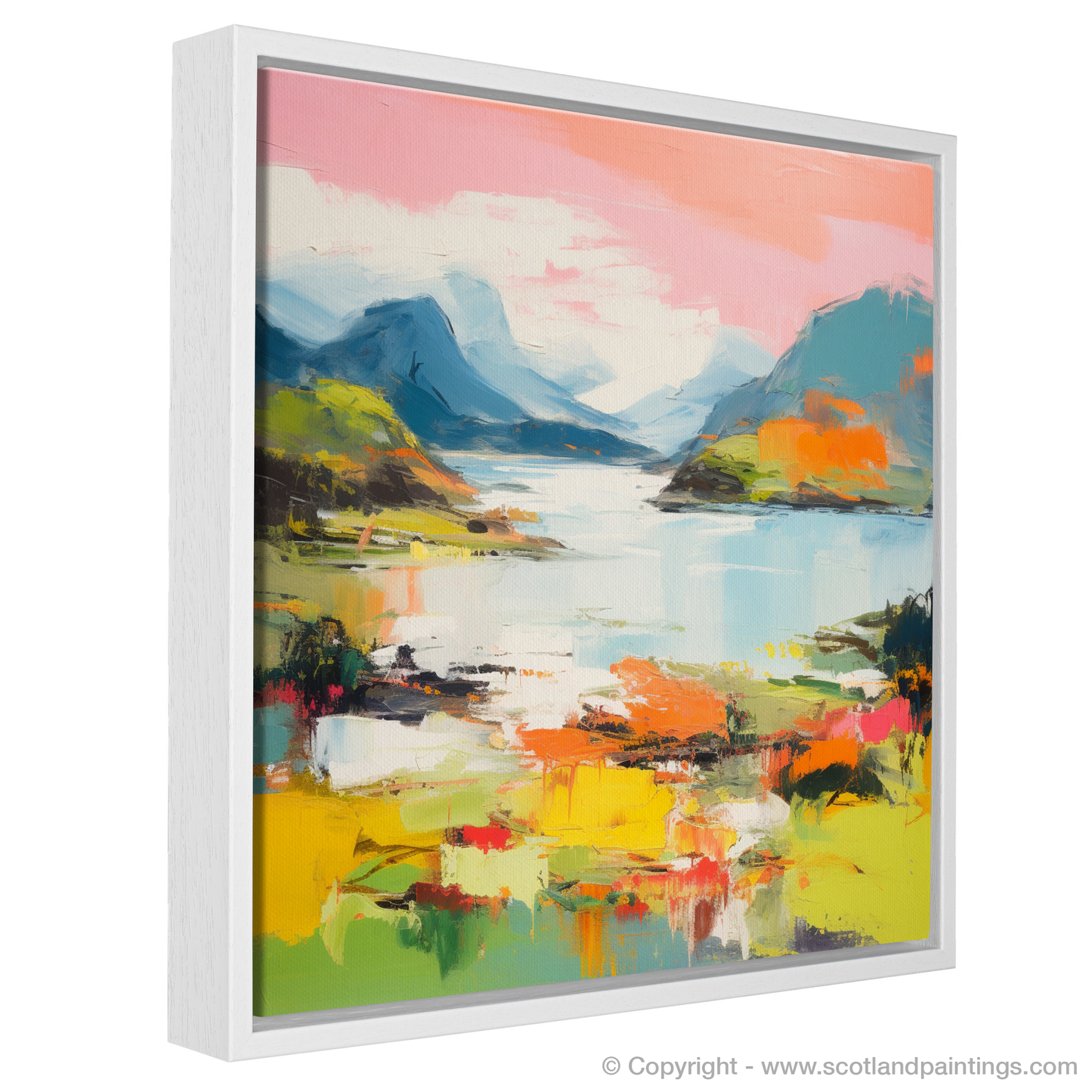 Painting and Art Print of Loch Morar, Highlands in summer entitled "Highland Breeze: A Kaleidoscope of Summer at Loch Morar".