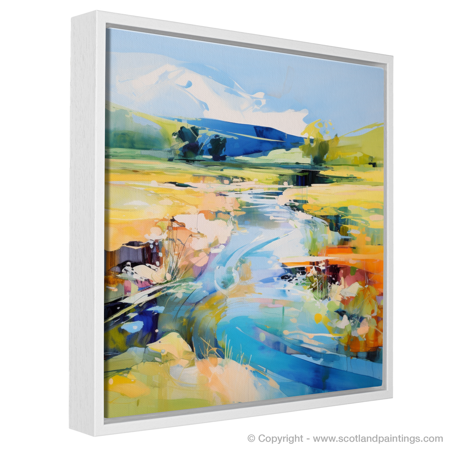 Painting and Art Print of River Lossie, Moray in summer. Summer Hues of River Lossie.