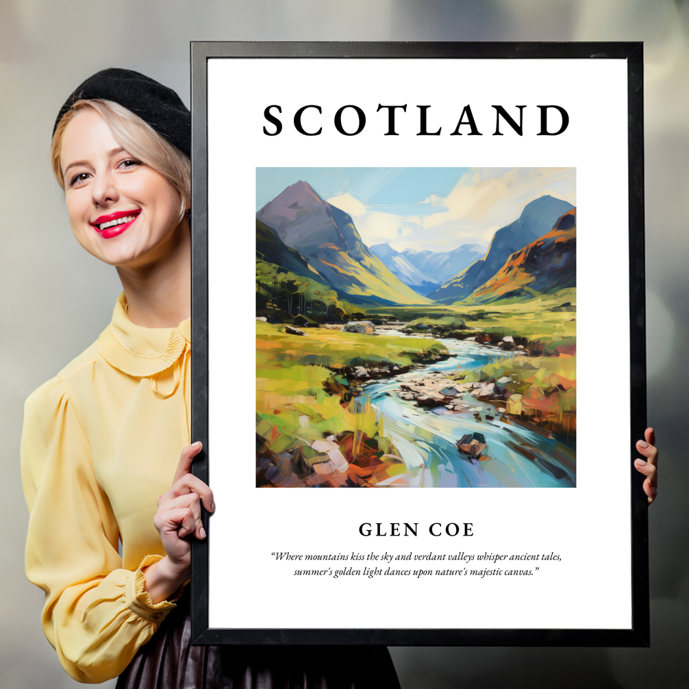 Person holding a poster of Glen Coe