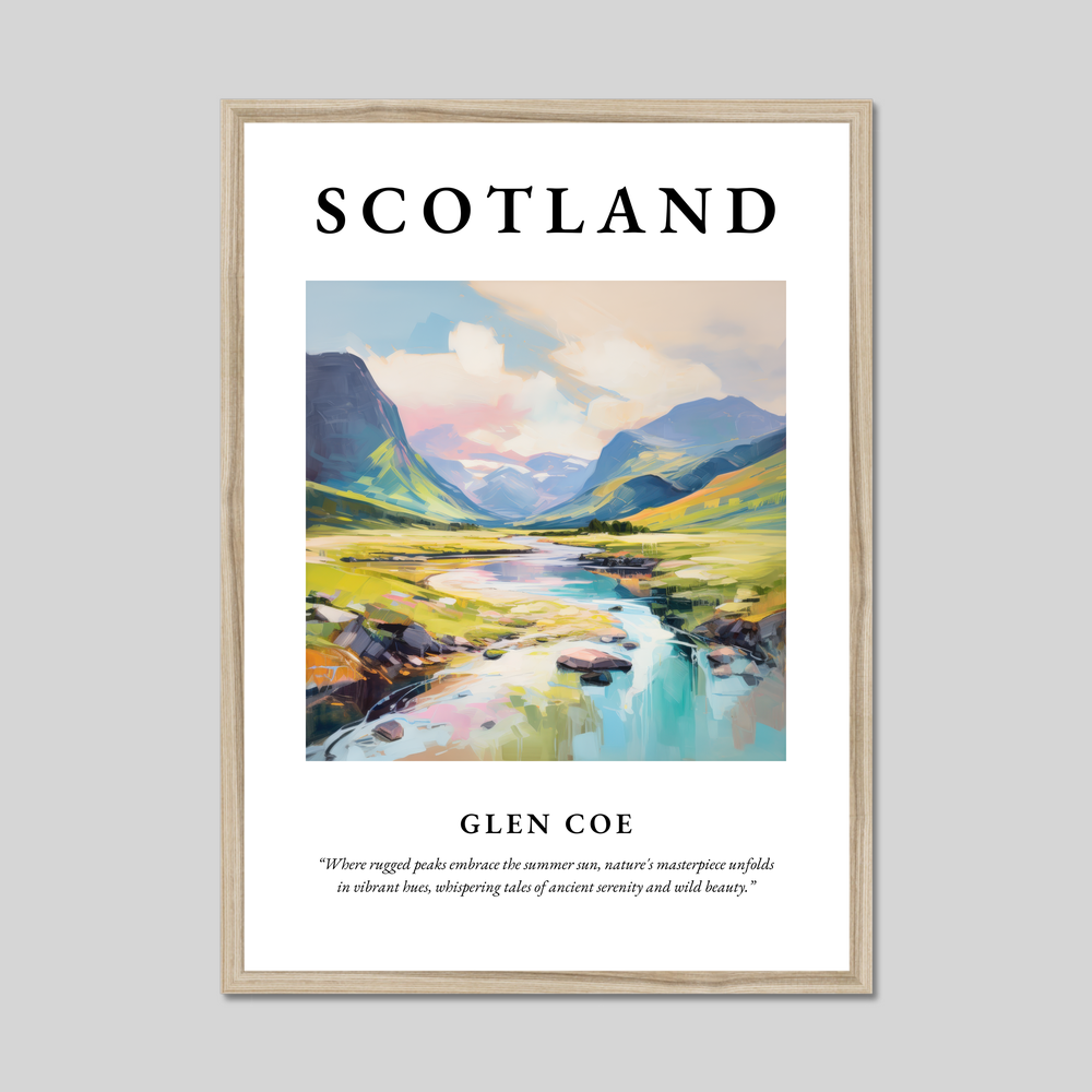 Poster in a natural frame with the word Scotland