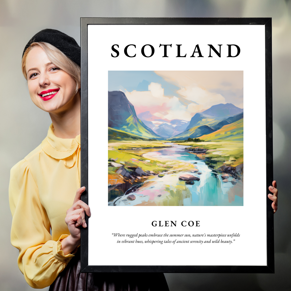 Person holding a poster of Glen Coe