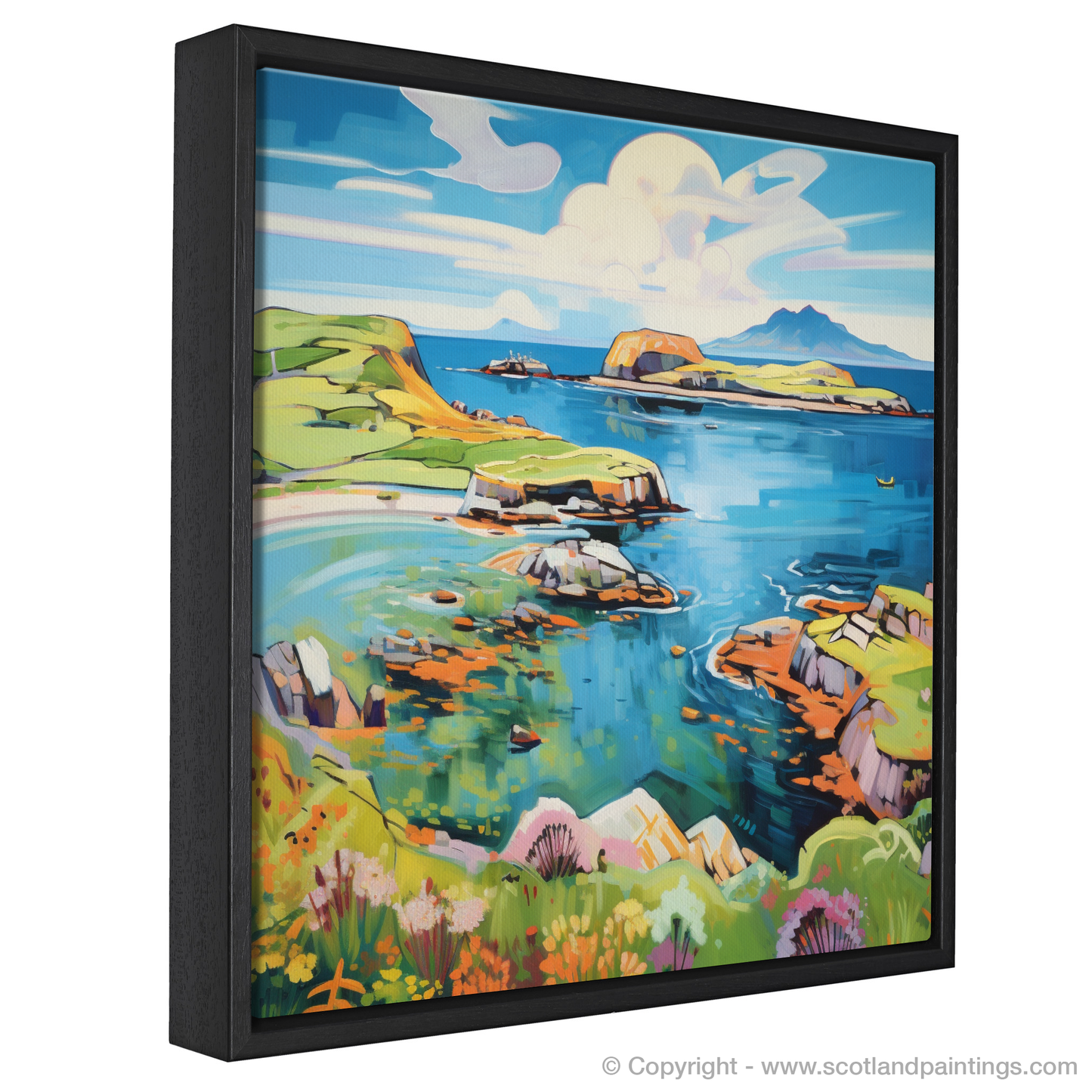Painting and Art Print of Isle of Skyes smaller isles, Inner Hebrides in summer entitled "Summer Serenade of Skye's Lesser Isles".