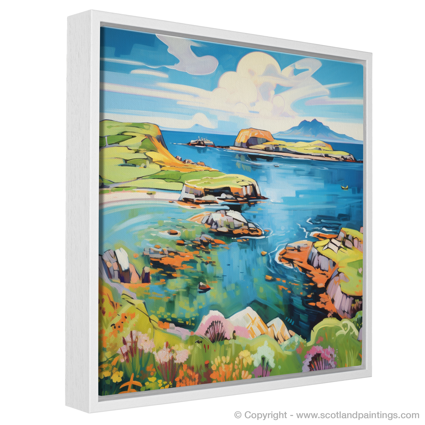 Painting and Art Print of Isle of Skyes smaller isles, Inner Hebrides in summer entitled "Summer Serenade of Skye's Lesser Isles".