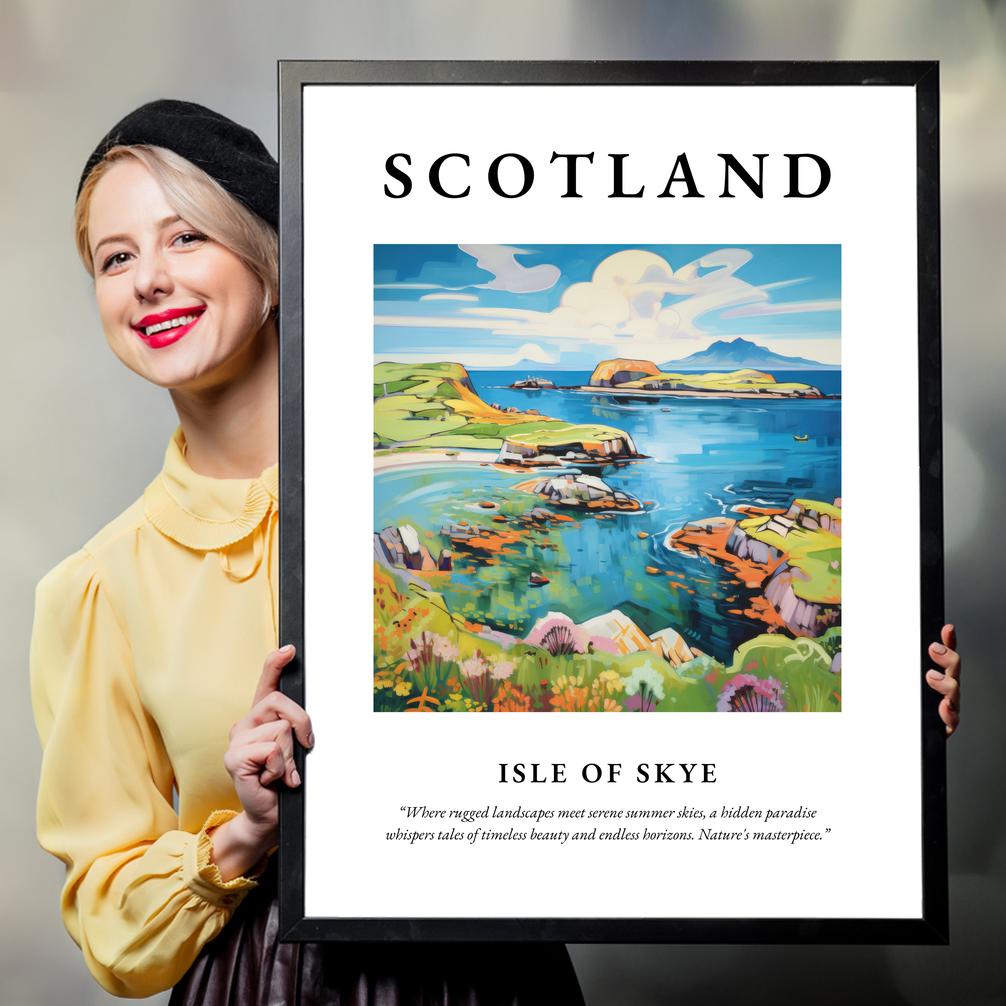 Person holding a poster of Isle of Skye