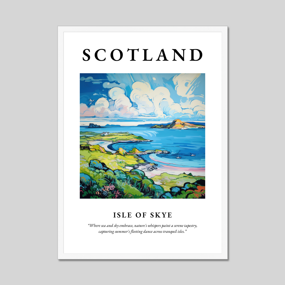 Poster in a white frame with the word Scotland