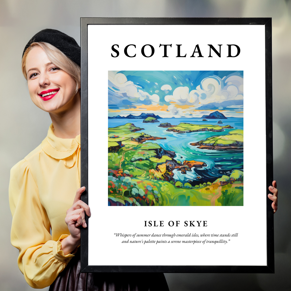 Person holding a poster of Isle of Skye