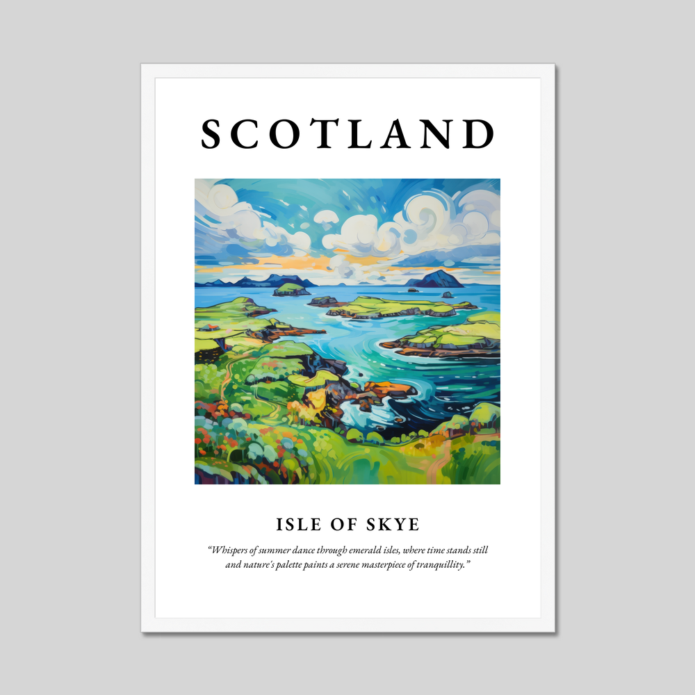 Poster in a white frame with the word Scotland