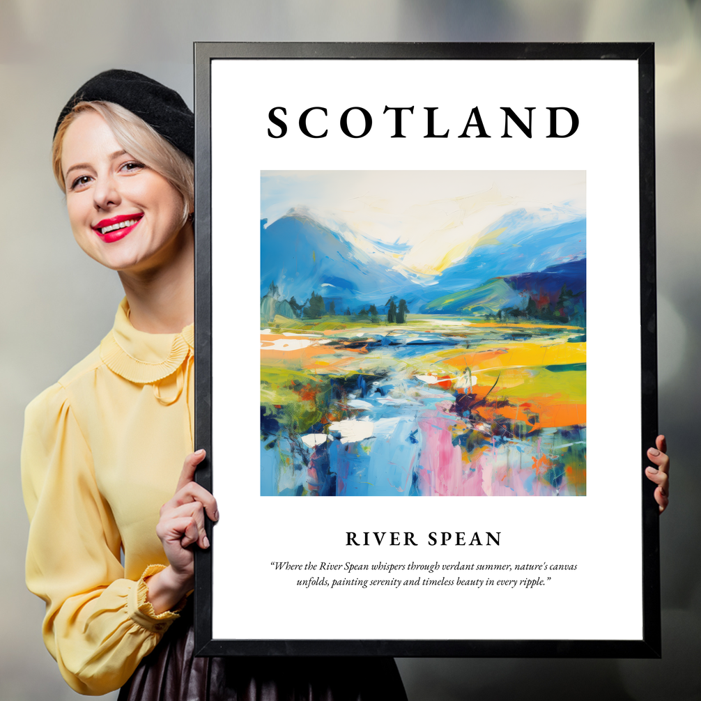 Person holding a poster of River Spean