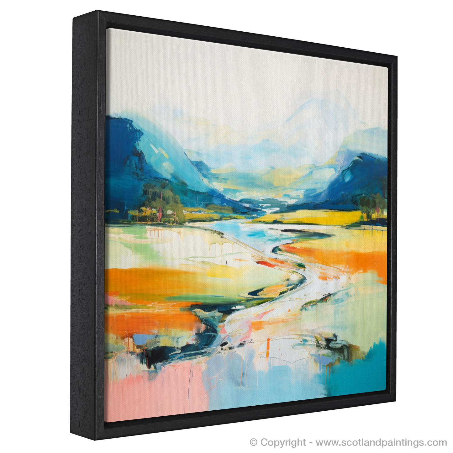 Painting and Art Print of River Spean, Highlands in summer entitled "Abstract Essence of River Spean in Highland Summer".