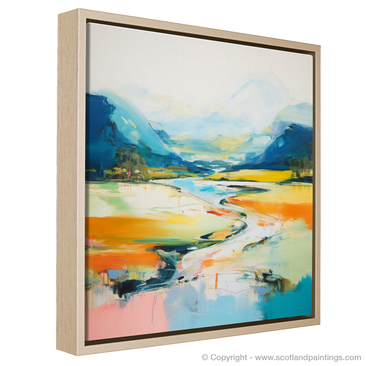 Painting and Art Print of River Spean, Highlands in summer entitled "Abstract Essence of River Spean in Highland Summer".