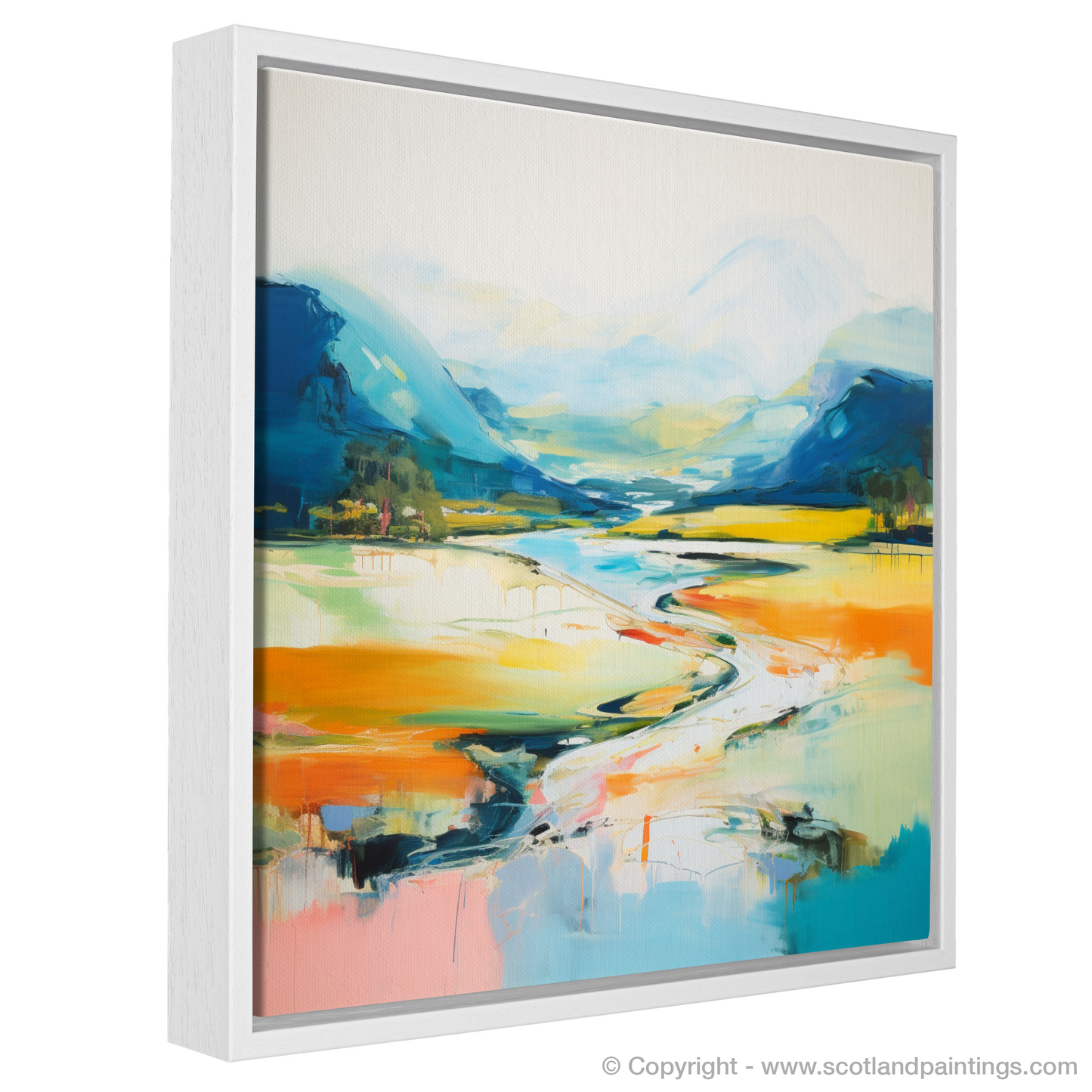 Painting and Art Print of River Spean, Highlands in summer entitled "Abstract Essence of River Spean in Highland Summer".