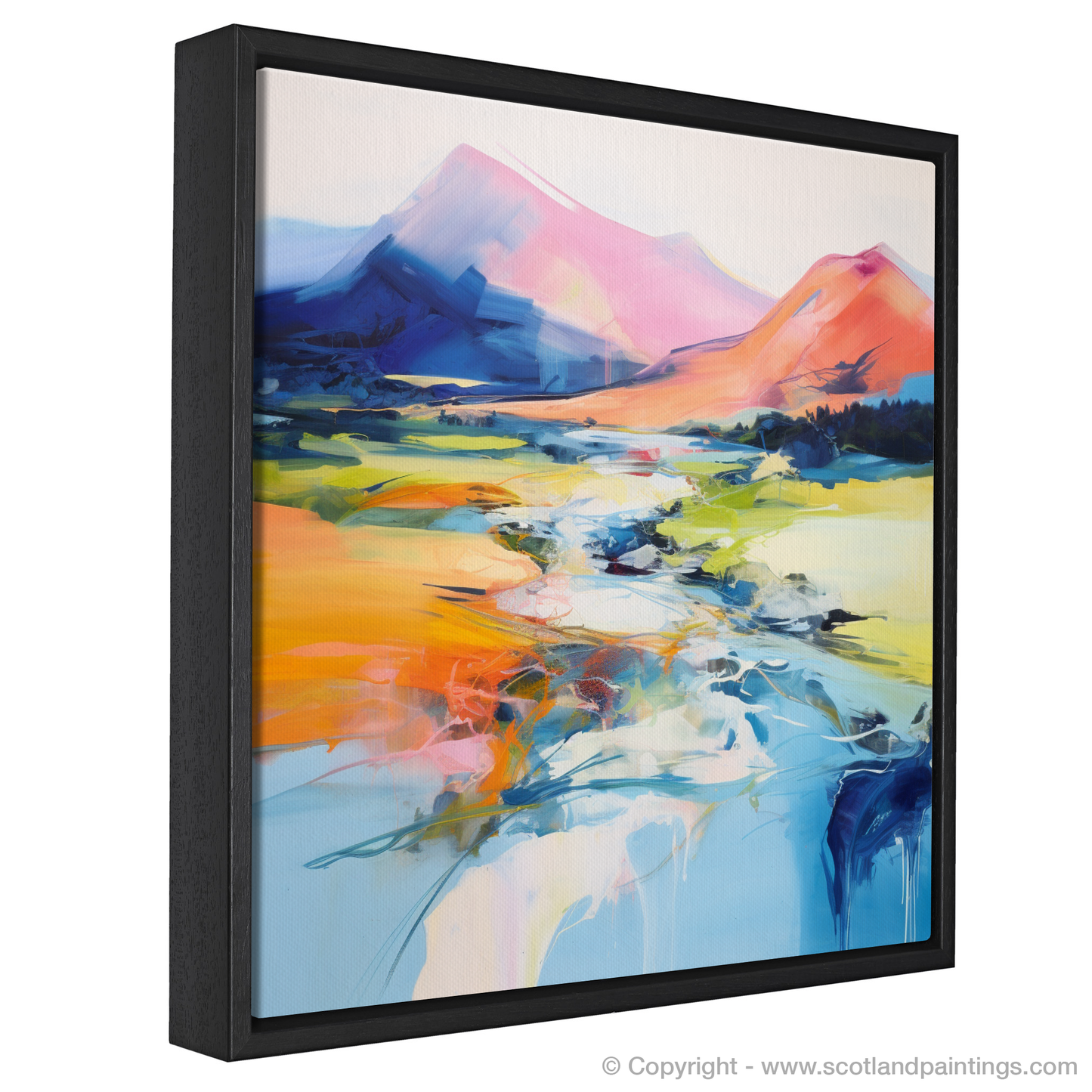 Painting and Art Print of River Spean, Highlands in summer entitled "Summer Blaze on the River Spean".