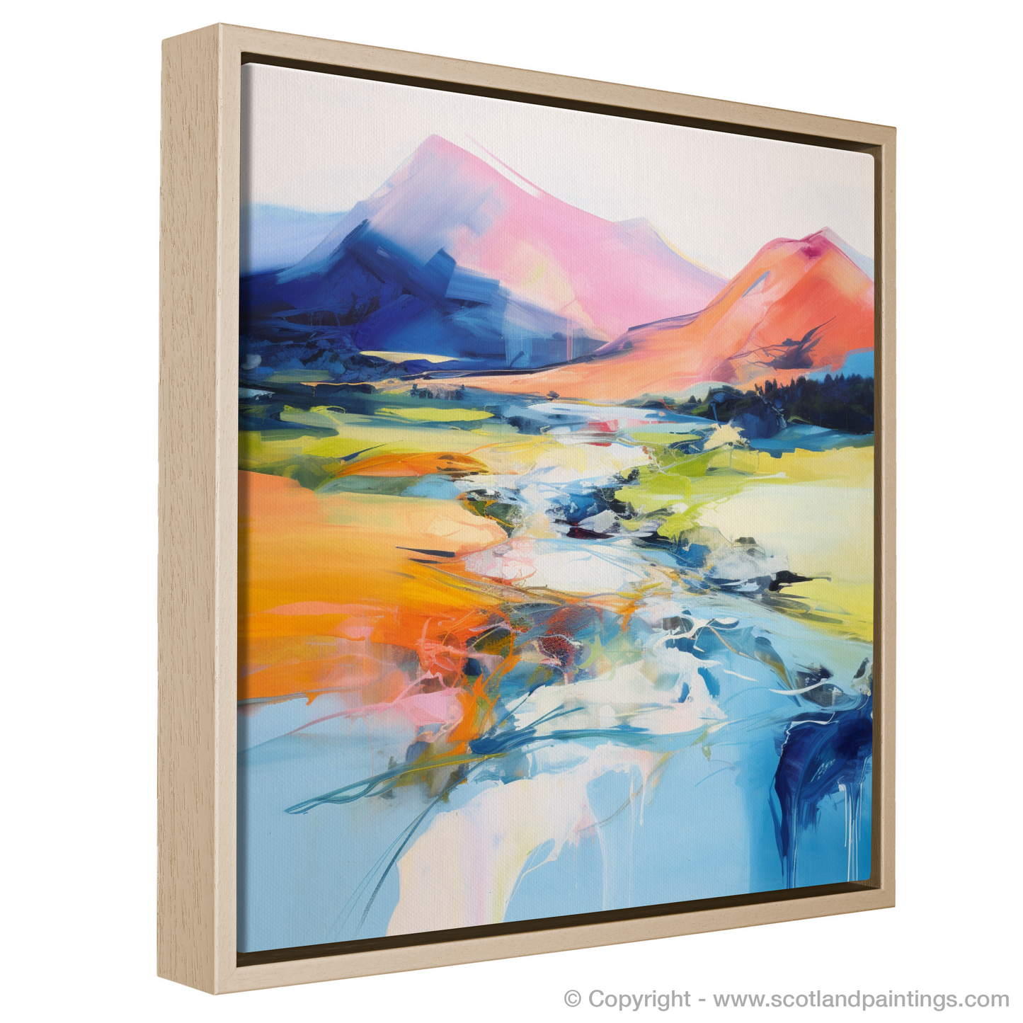 Painting and Art Print of River Spean, Highlands in summer entitled "Summer Blaze on the River Spean".