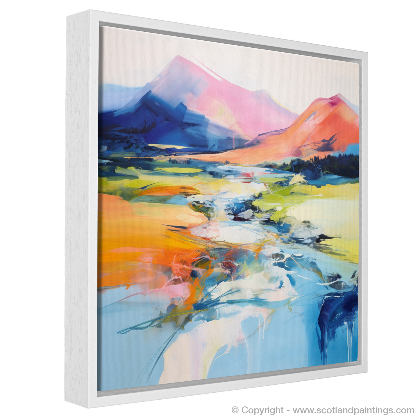 Painting and Art Print of River Spean, Highlands in summer entitled "Summer Blaze on the River Spean".