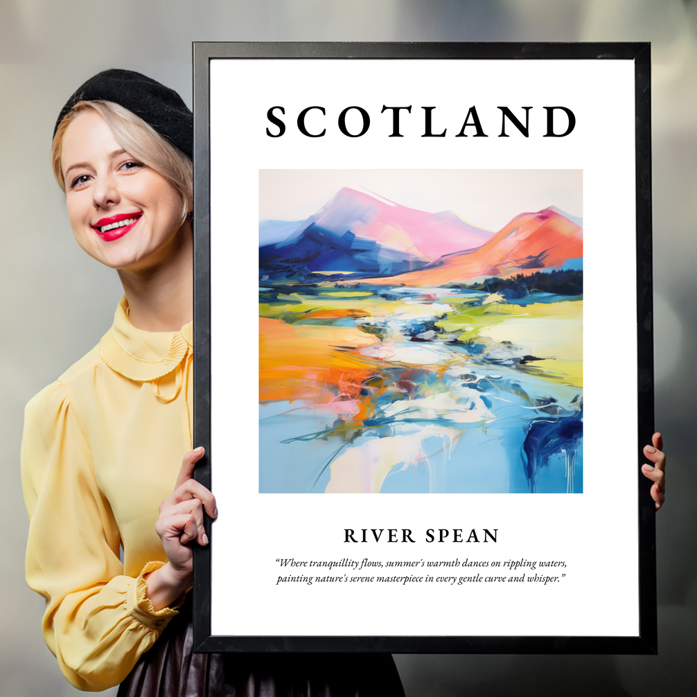 Person holding a poster of River Spean