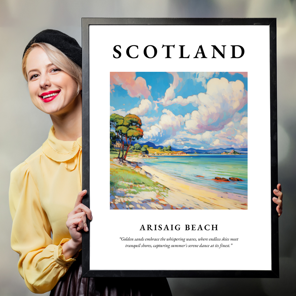 Person holding a poster of Arisaig Beach