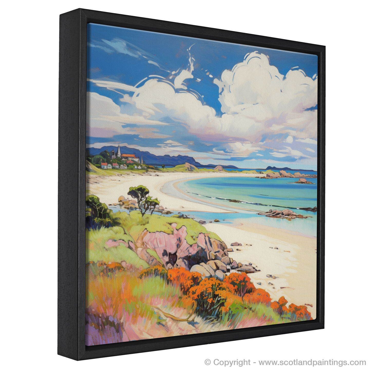 Painting and Art Print of Arisaig Beach, Arisaig in summer entitled "Arisaig Beach Serenade: Dance of Light and Shadow".