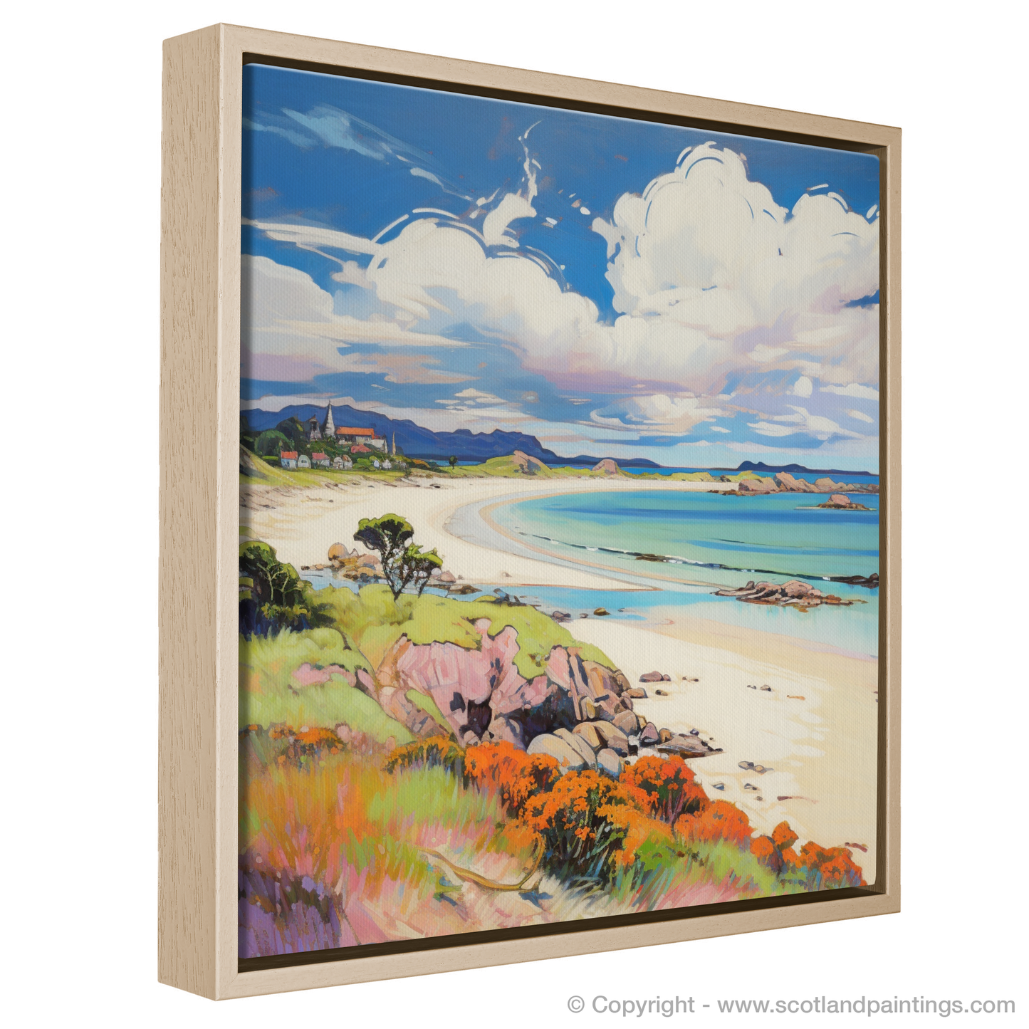 Painting and Art Print of Arisaig Beach, Arisaig in summer entitled "Arisaig Beach Serenade: Dance of Light and Shadow".