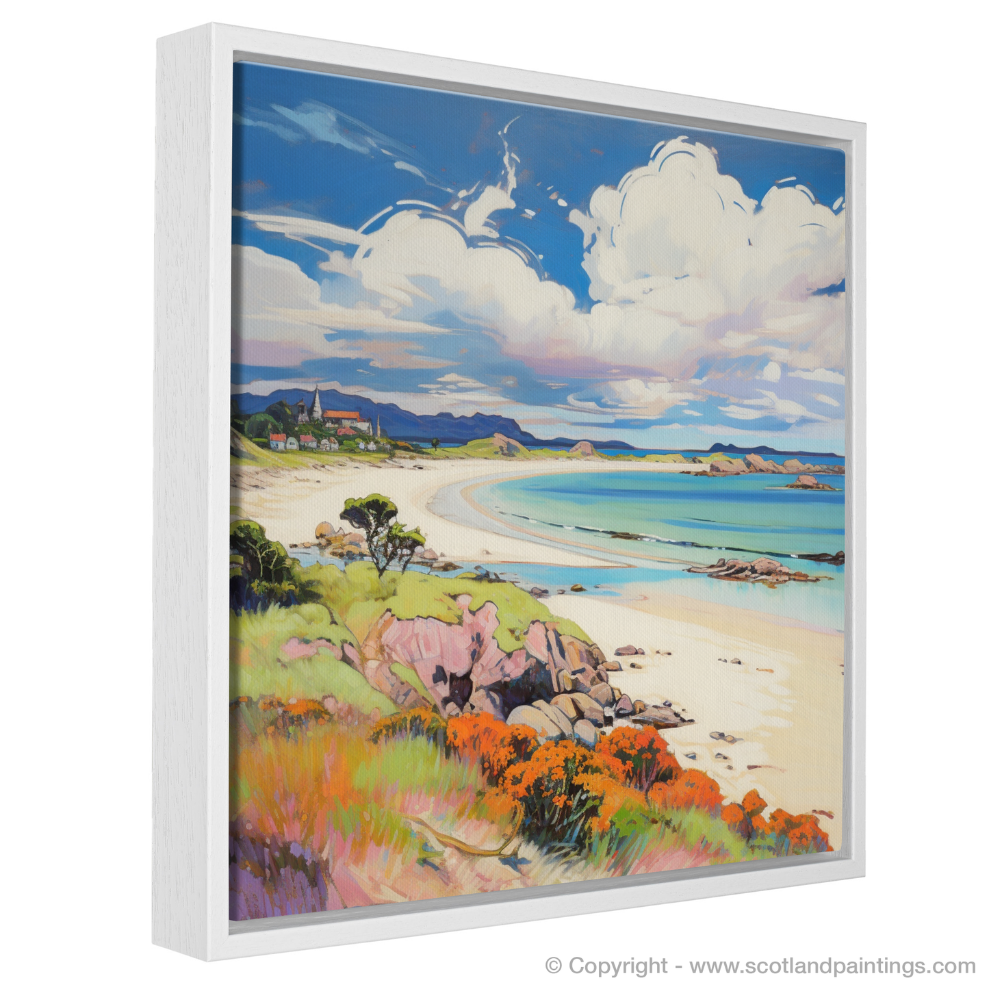 Painting and Art Print of Arisaig Beach, Arisaig in summer entitled "Arisaig Beach Serenade: Dance of Light and Shadow".