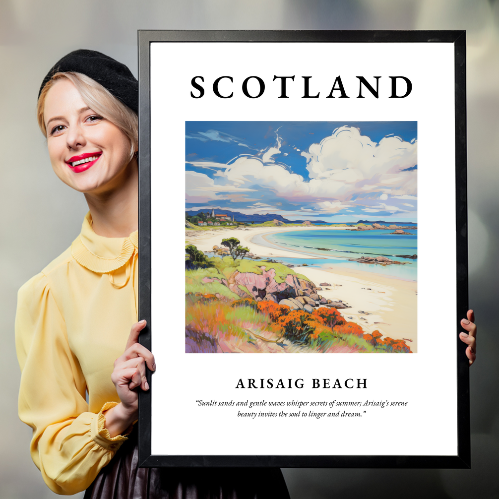 Person holding a poster of Arisaig Beach