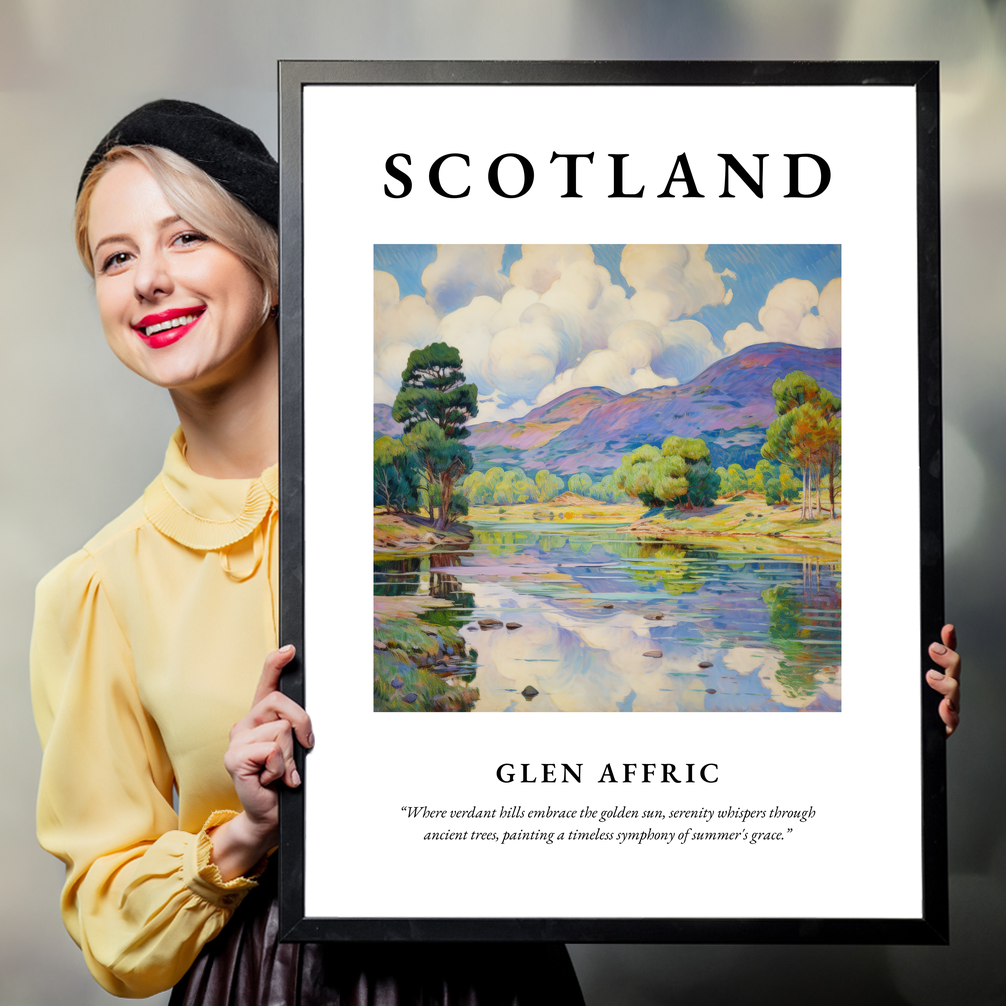 Person holding a poster of Glen Affric