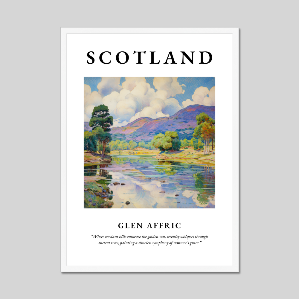 Poster in a white frame with the word Scotland