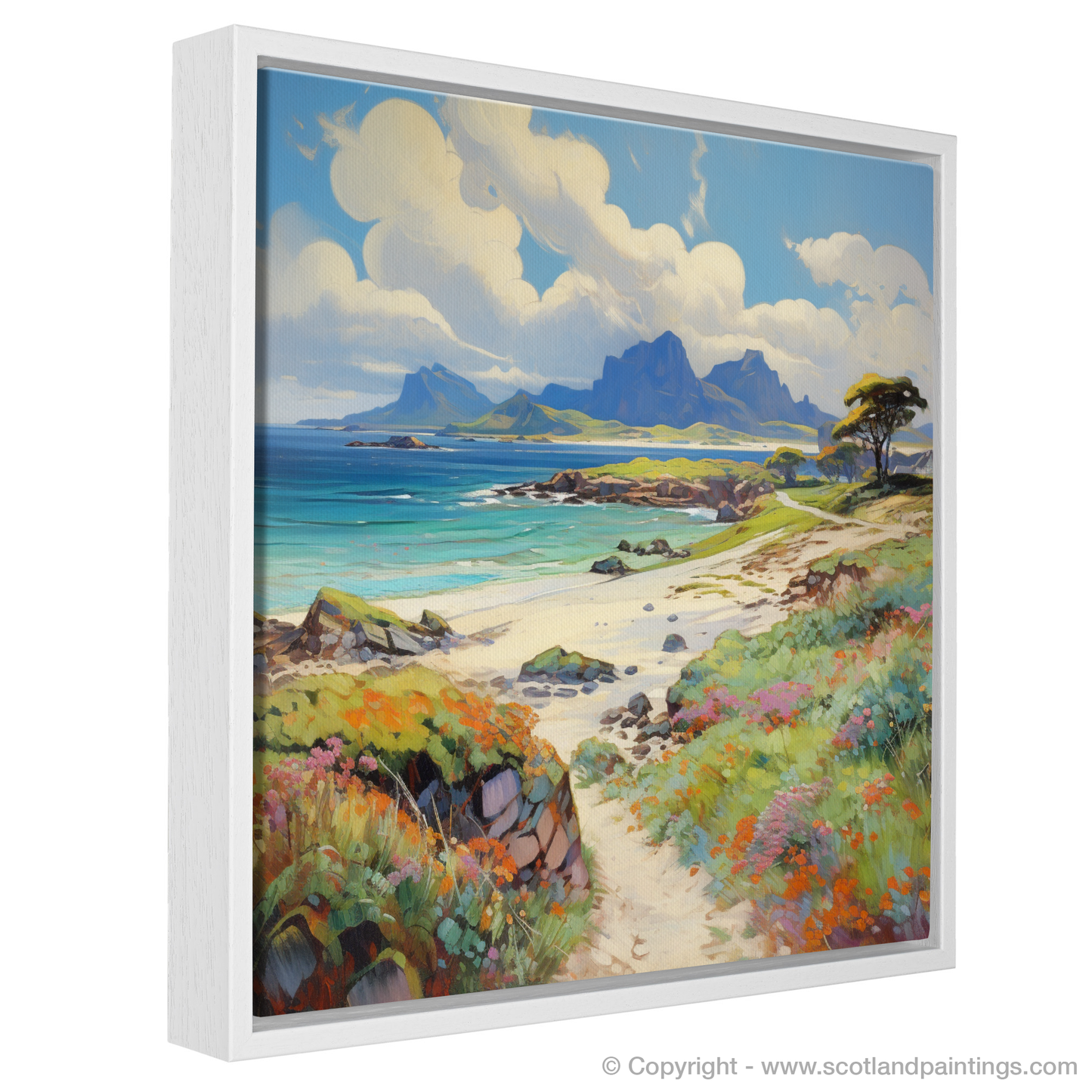 Painting and Art Print of Isle of Eigg, Inner Hebrides in summer entitled "Summer Serenade on the Isle of Eigg".