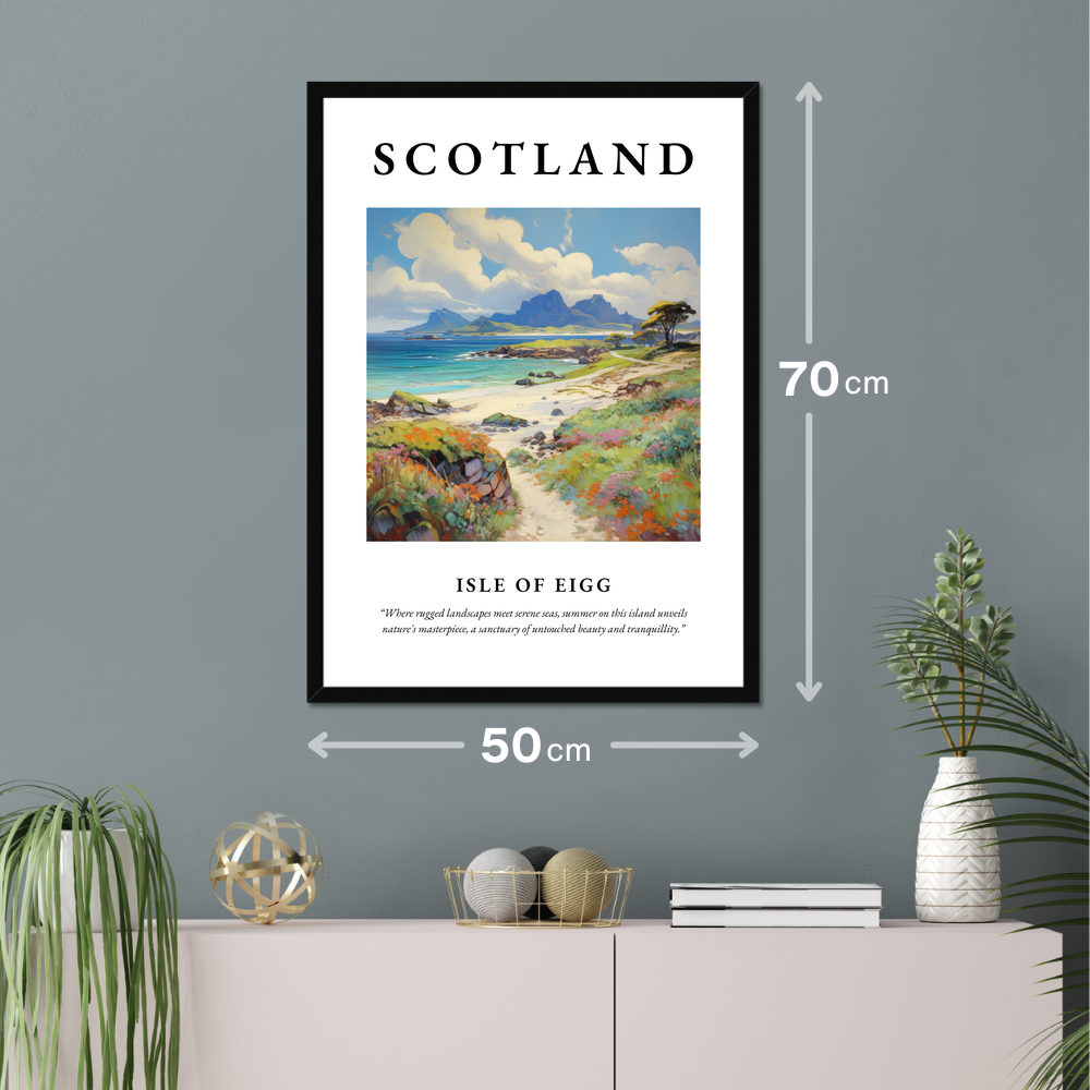 Poster of Isle of Eigg hanging on a wall