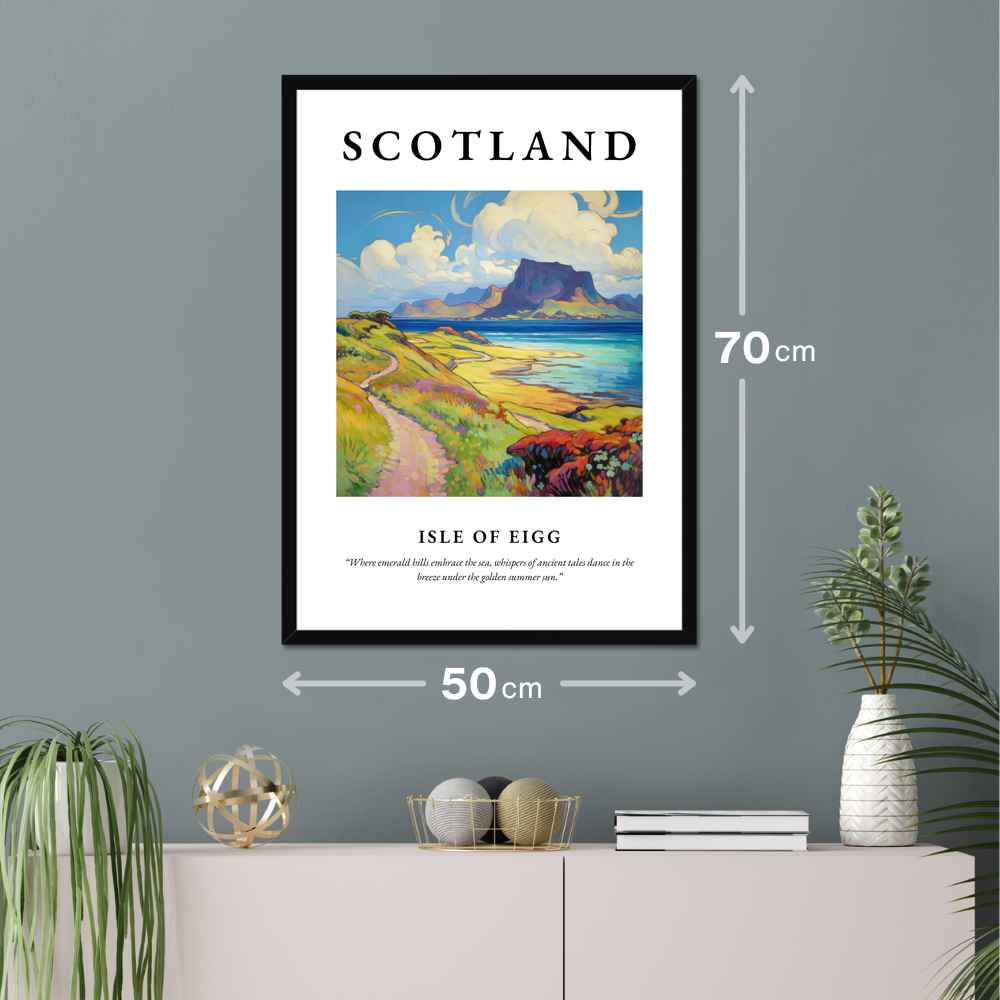 Poster of Isle of Eigg hanging on a wall