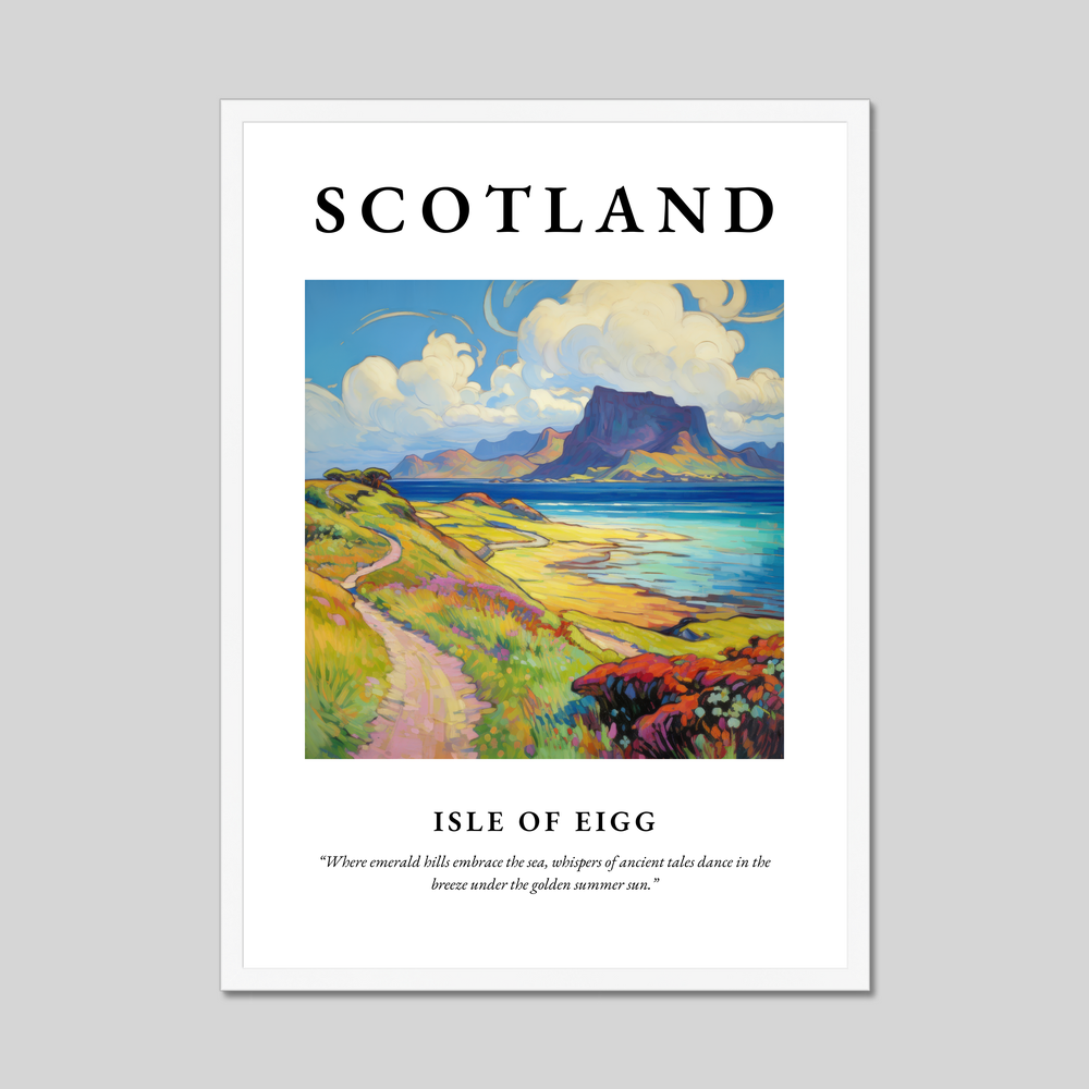 Poster in a white frame with the word Scotland