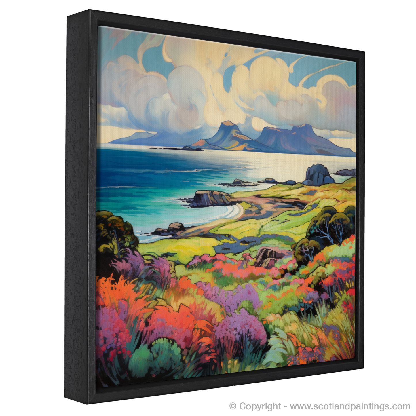 Painting and Art Print of Isle of Eigg, Inner Hebrides in summer entitled "Isle of Eigg Summer Symphony".