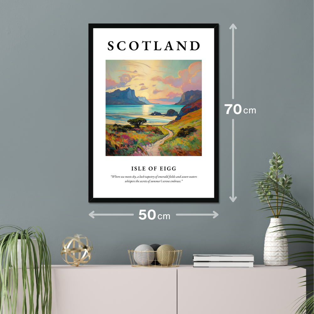 Poster of Isle of Eigg hanging on a wall