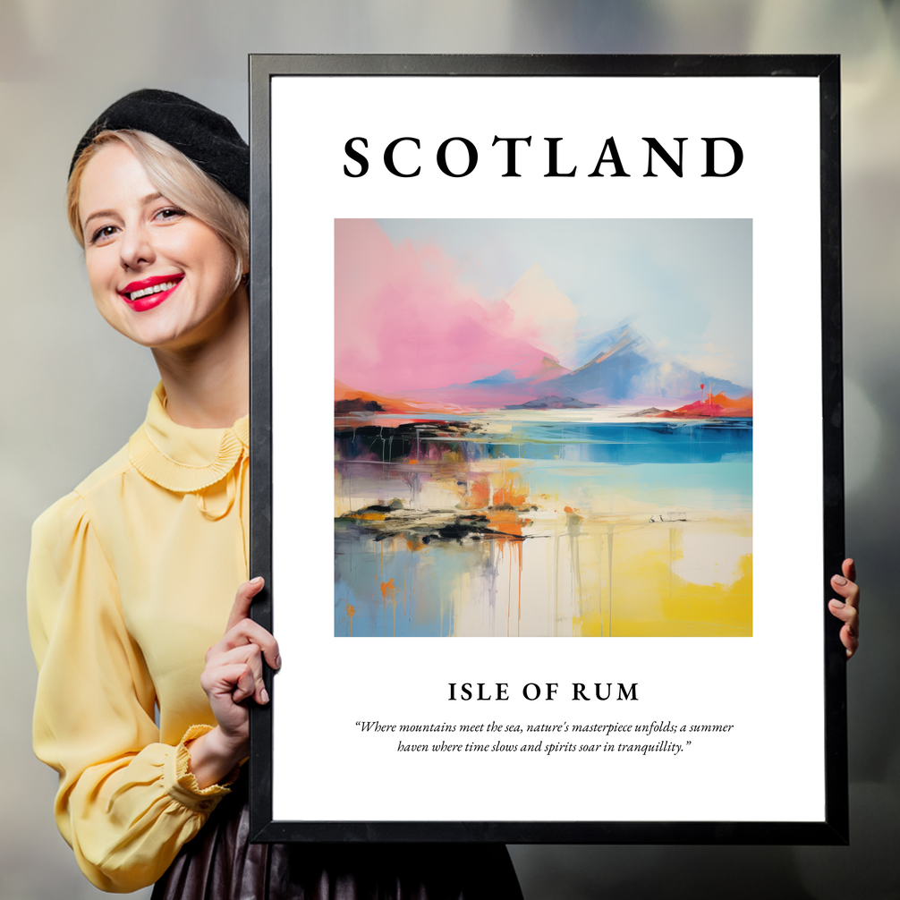 Person holding a poster of Isle of Rum