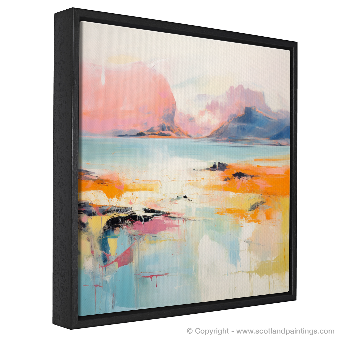 Painting and Art Print of Isle of Rum, Inner Hebrides in summer entitled "Summer Serenade on the Isle of Rum - An Abstract Ode to Scotland's Inner Hebrides".