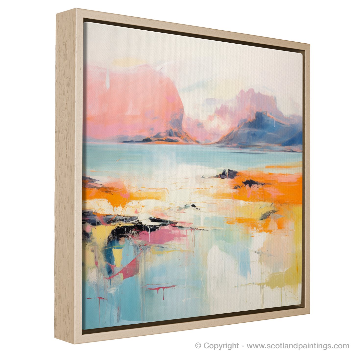 Painting and Art Print of Isle of Rum, Inner Hebrides in summer entitled "Summer Serenade on the Isle of Rum - An Abstract Ode to Scotland's Inner Hebrides".