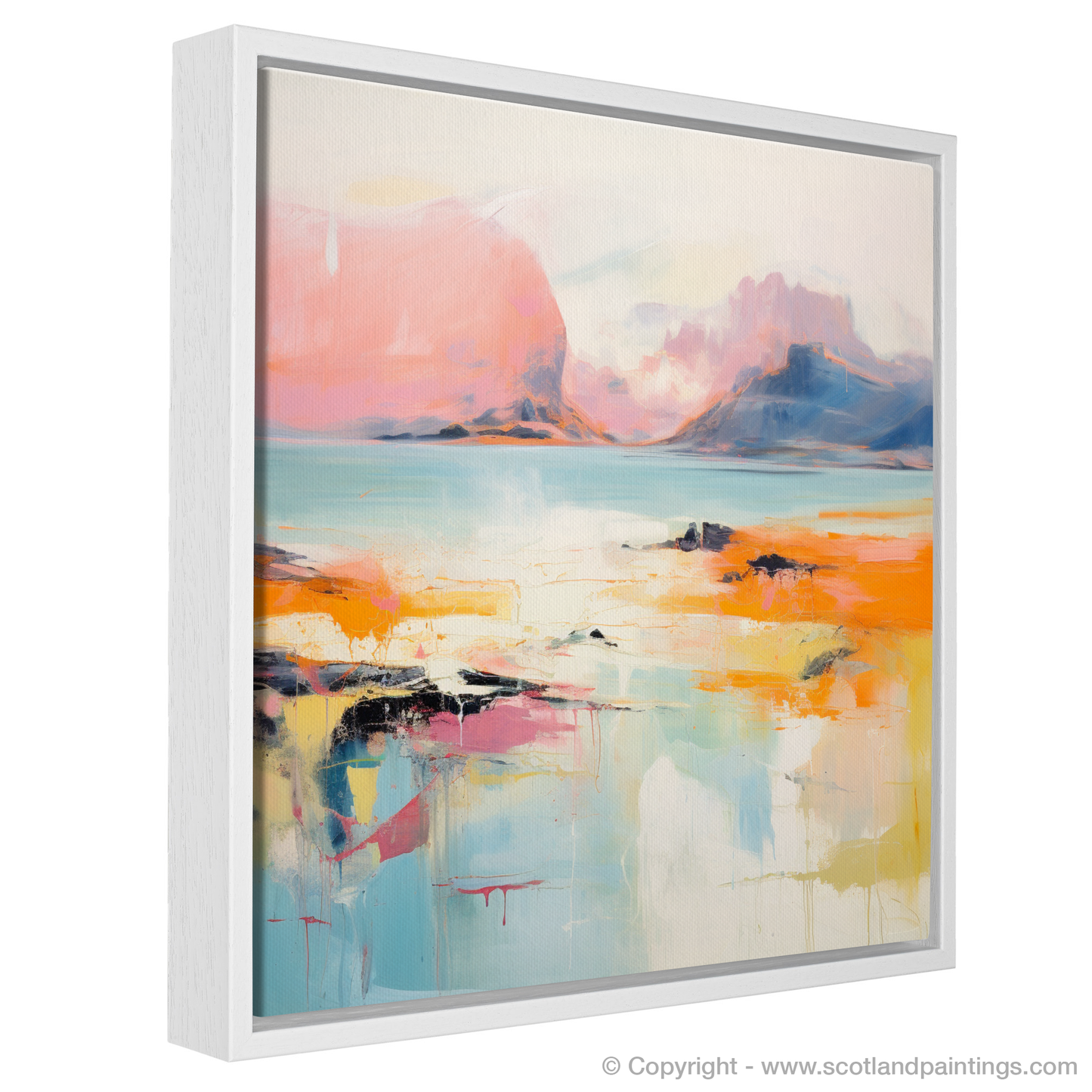 Painting and Art Print of Isle of Rum, Inner Hebrides in summer entitled "Summer Serenade on the Isle of Rum - An Abstract Ode to Scotland's Inner Hebrides".