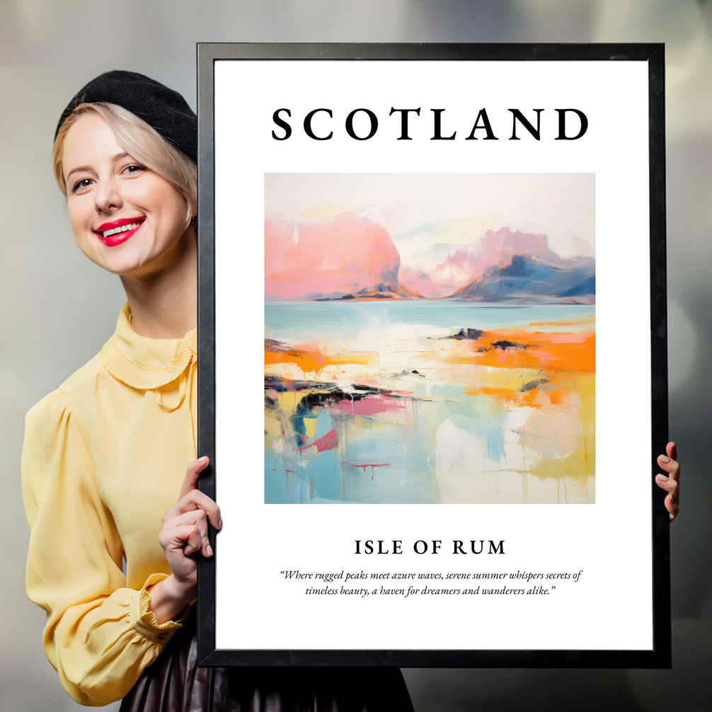 Person holding a poster of Isle of Rum