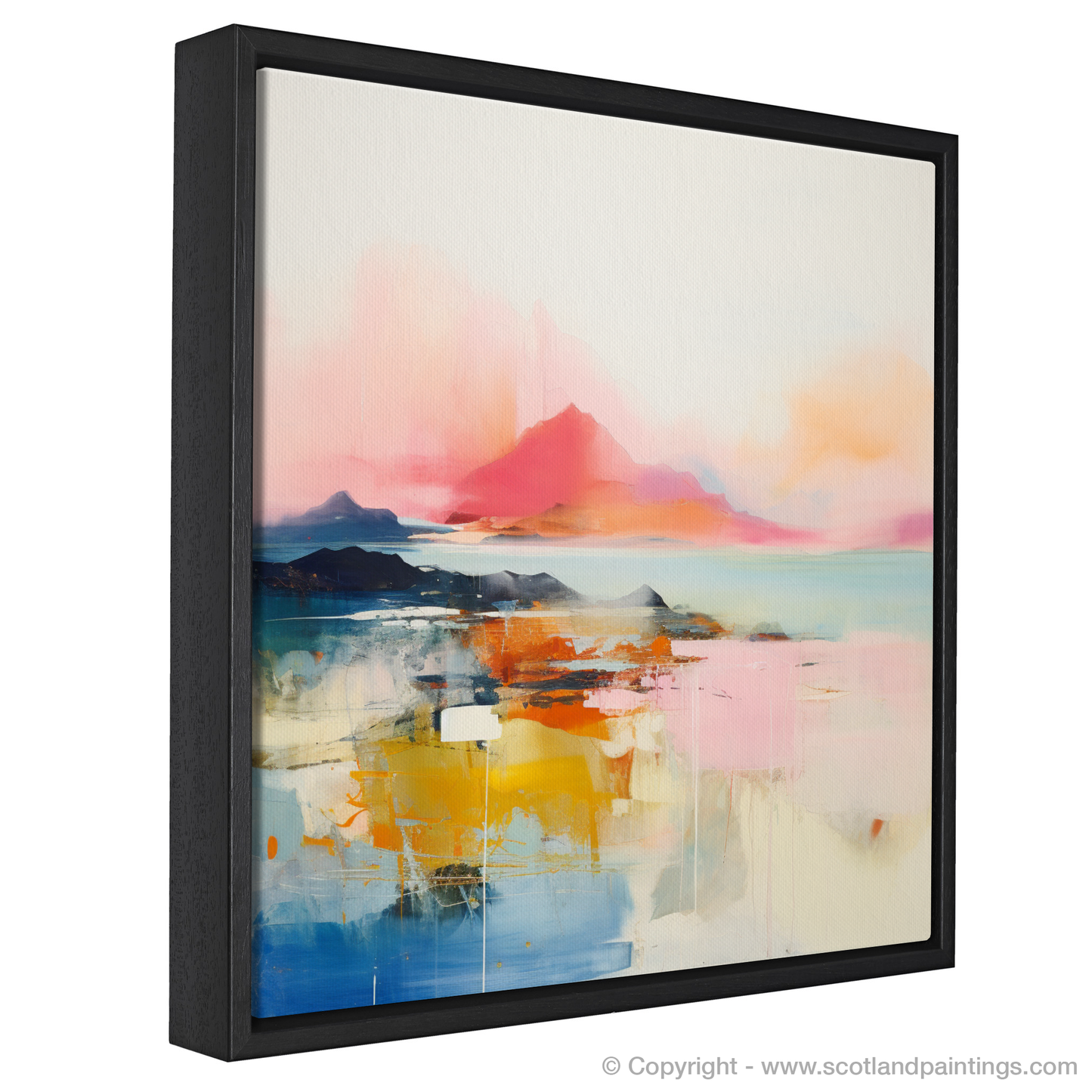 Painting and Art Print of Isle of Rum, Inner Hebrides in summer entitled "Summer Embrace: An Abstract Ode to Isle of Rum".