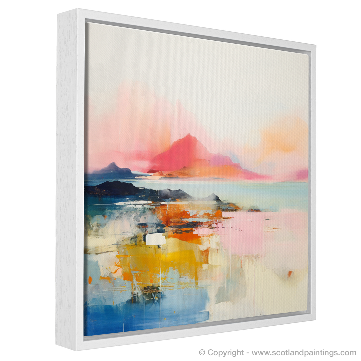 Painting and Art Print of Isle of Rum, Inner Hebrides in summer entitled "Summer Embrace: An Abstract Ode to Isle of Rum".