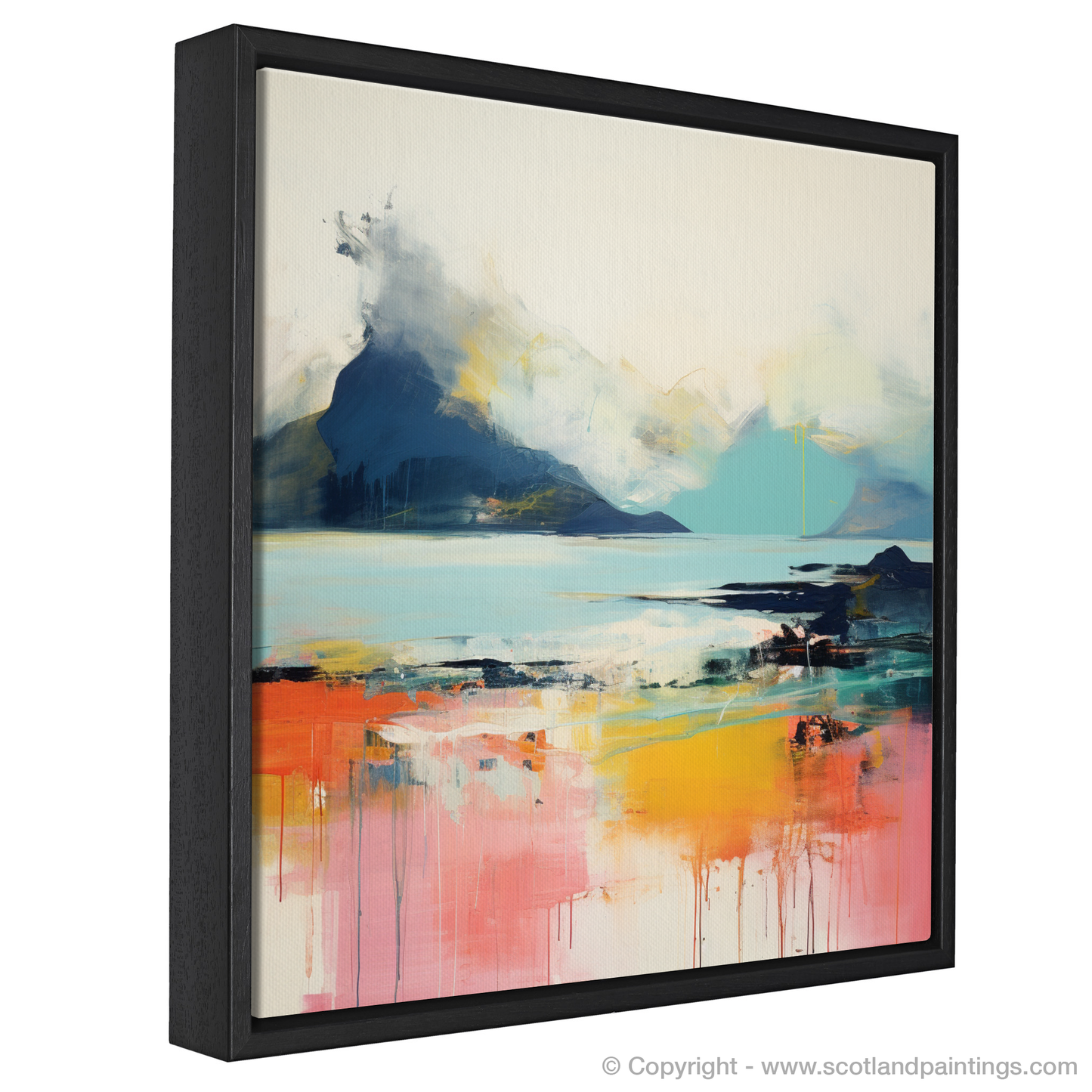 Painting and Art Print of Isle of Rum, Inner Hebrides in summer. Summer Abstract of Isle of Rum.