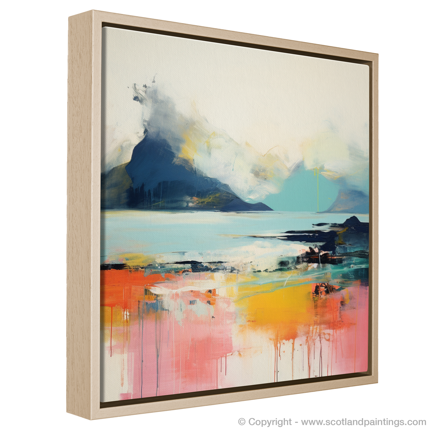 Painting and Art Print of Isle of Rum, Inner Hebrides in summer. Summer Abstract of Isle of Rum.