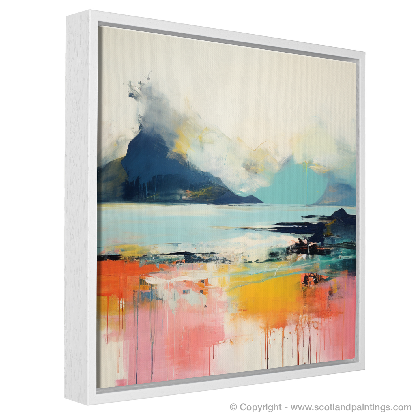 Painting and Art Print of Isle of Rum, Inner Hebrides in summer. Summer Abstract of Isle of Rum.