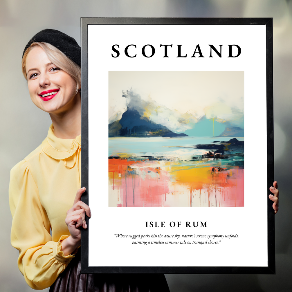 Person holding a poster of Isle of Rum