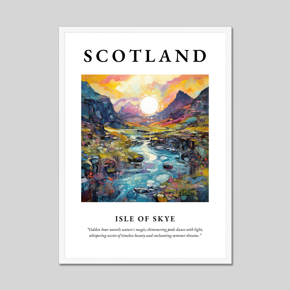 Poster in a white frame with the word Scotland