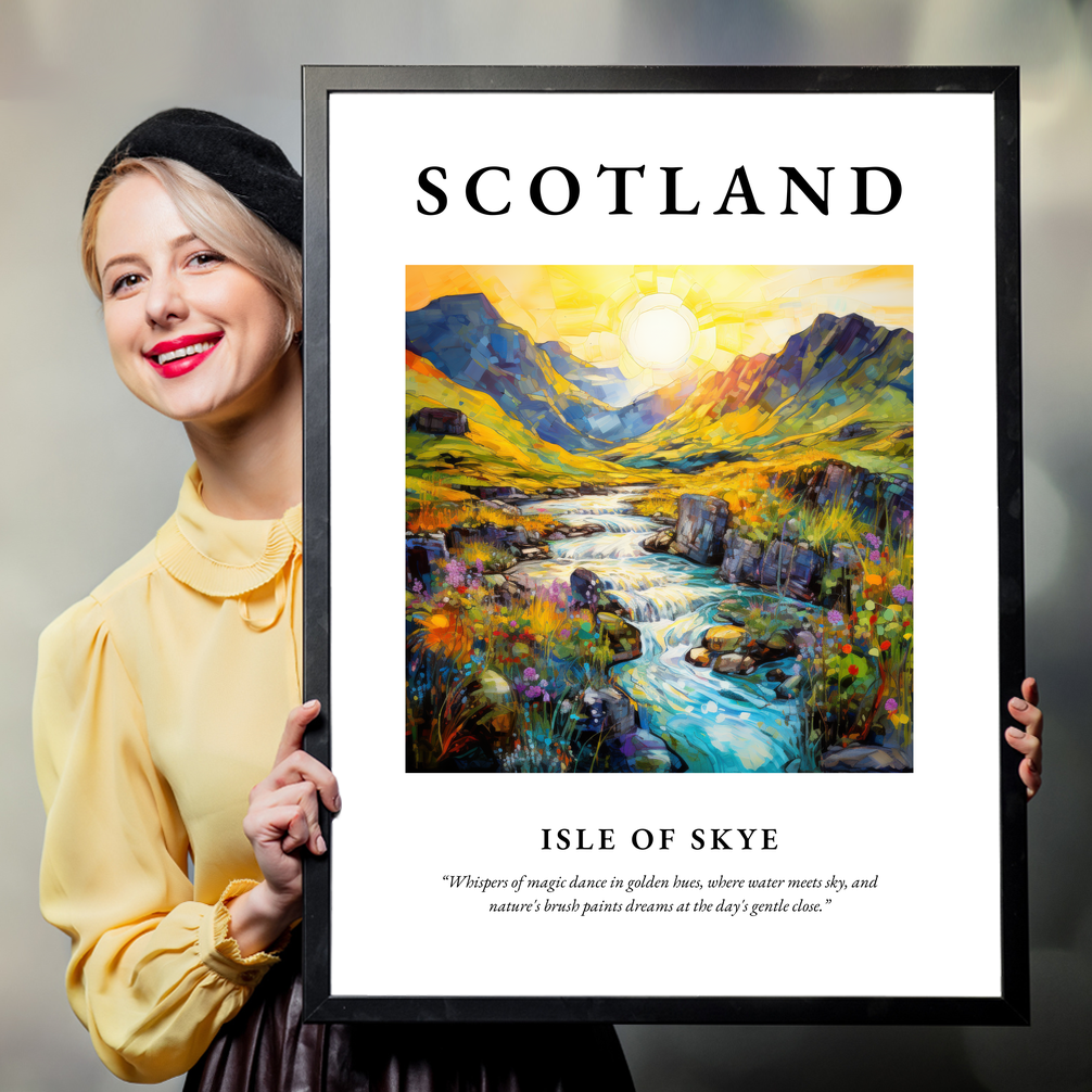 Person holding a poster of Isle of Skye