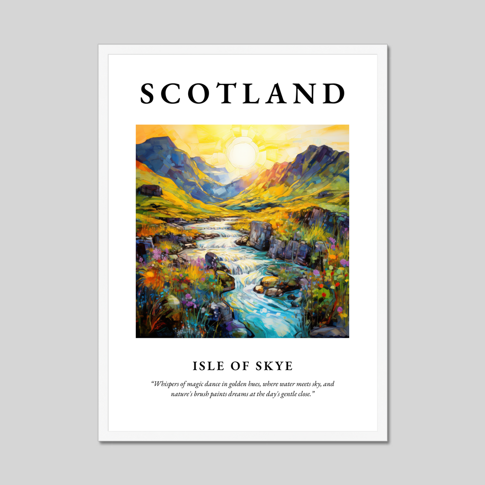 Poster in a white frame with the word Scotland