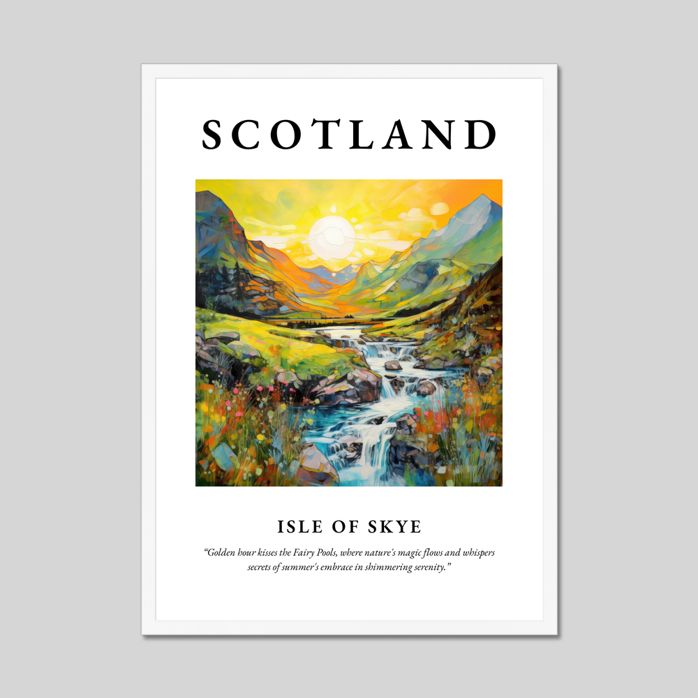 Poster in a white frame with the word Scotland