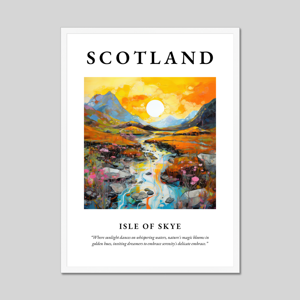 Poster in a white frame with the word Scotland