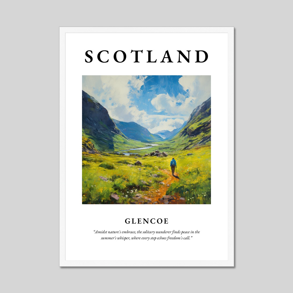 Poster in a white frame with the word Scotland